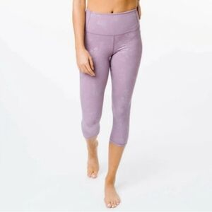 Zyia Active Lilac Purple Floral High Rise Pocket Cropped Leggings
